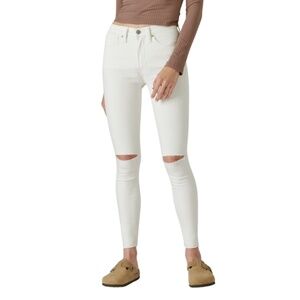NWT Lucky Brand Bridgette High Rise Skinny Jean White Distressed 29